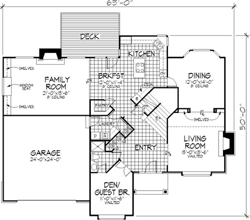 Floor Plan First Story of European Plan #146-2725