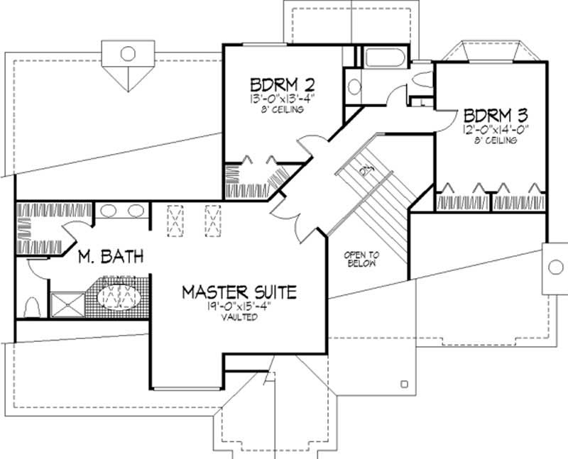 Floor Plan Second Story of European Plan #146-2725