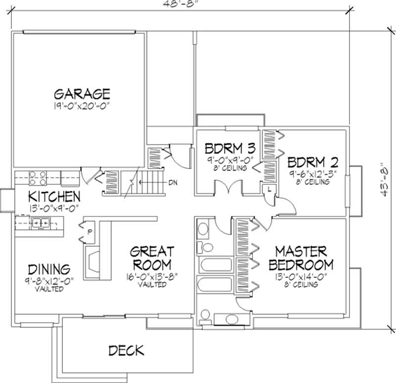 Floor Plan First Story of Craftsman Plan #146-2737