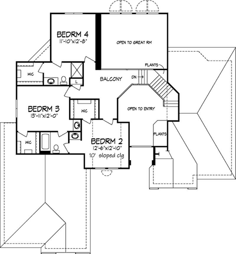 Floor Plan Second Story of Cape Cod Plan #146-2738