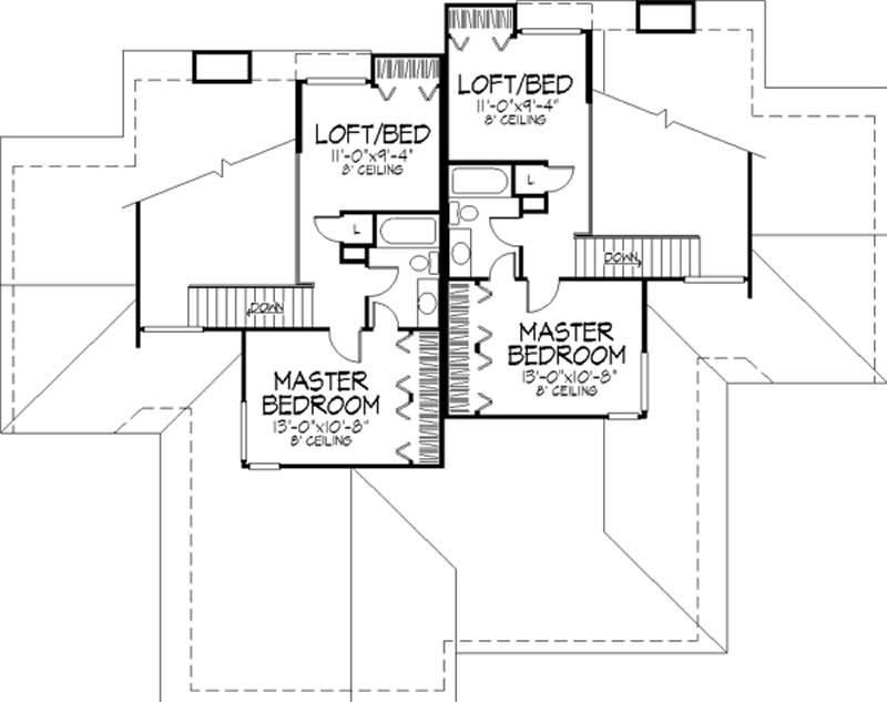 Floor Plan Second Story of Multi-Unit Plan #146-2742