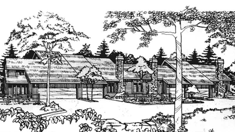 Front view of Duplex/Multi-Unit home (ThePlanCollection: House Plan #146-2743)