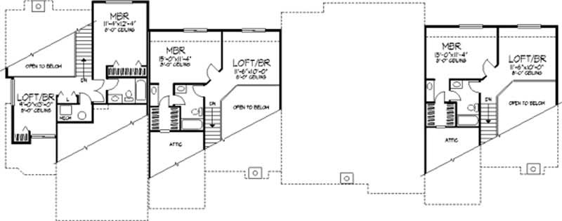 Floor Plan Second Story of Multi-Unit Plan #146-2743