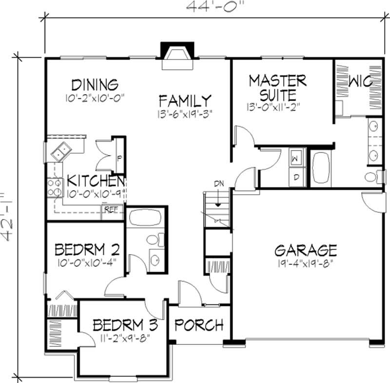 Floor Plan First Story of Ranch Plan #146-2744
