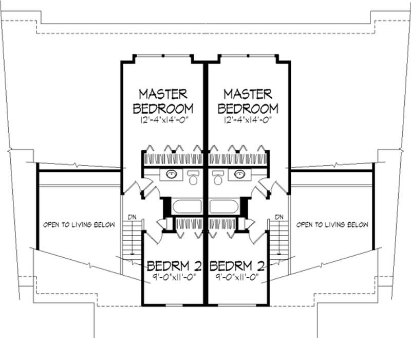 Floor Plan Second Story of Multi-Unit Plan #146-2746