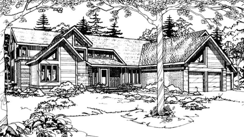 Front view of Contemporary home (ThePlanCollection: House Plan #146-2749)