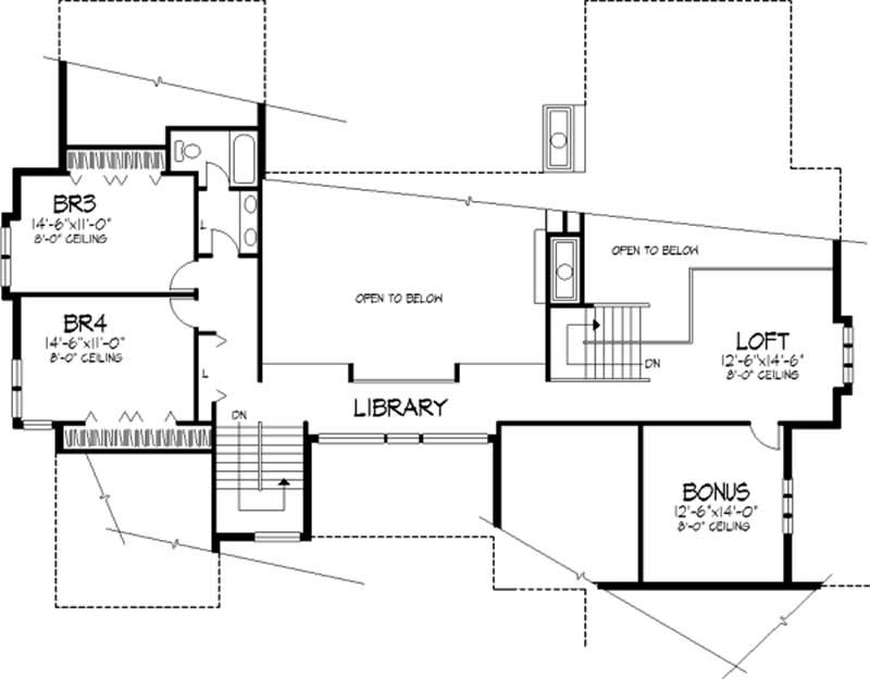 Floor Plan Second Story of Contemporary Plan #146-2749