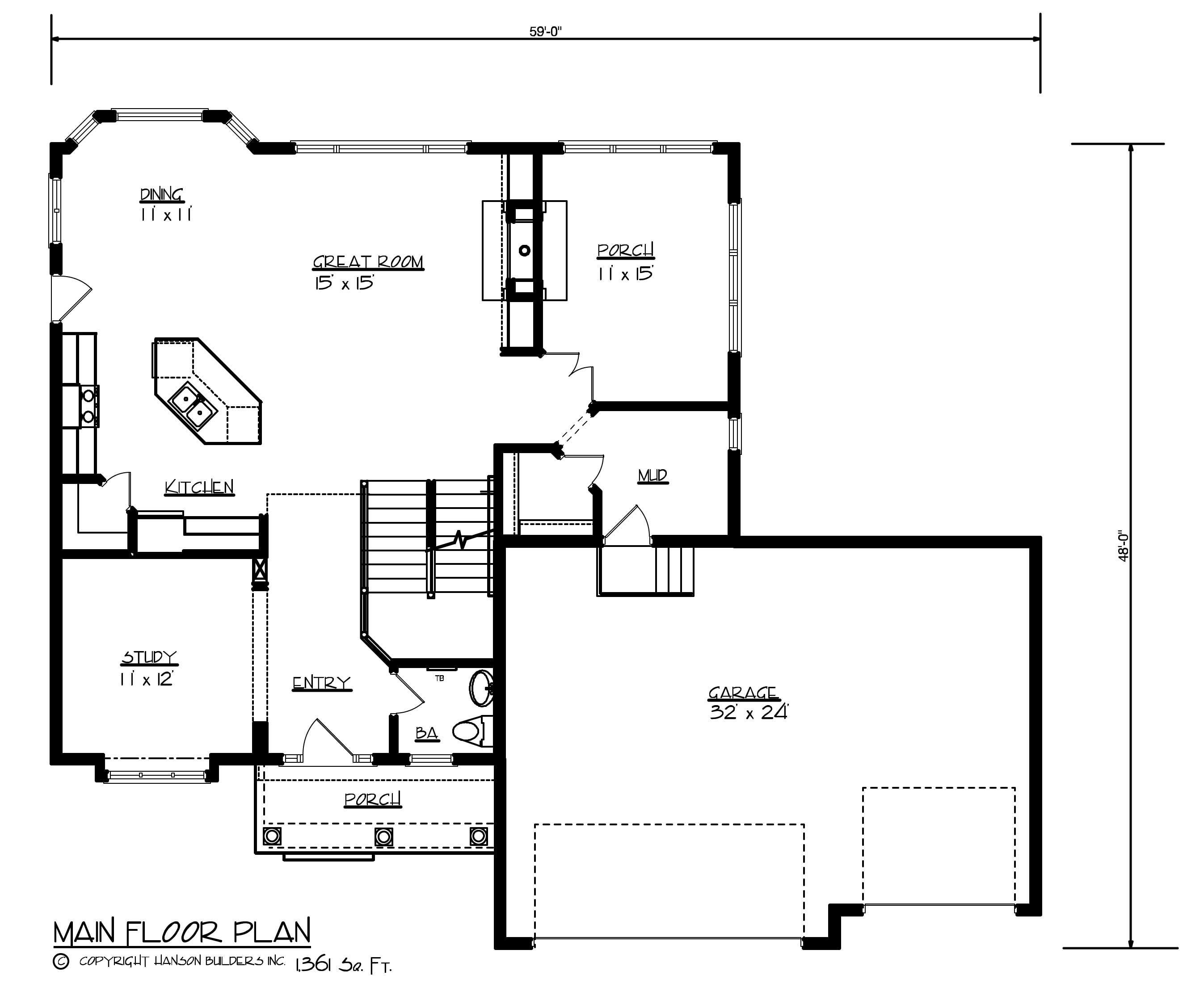 Floor Plan First Story of Country Plan #146-2750