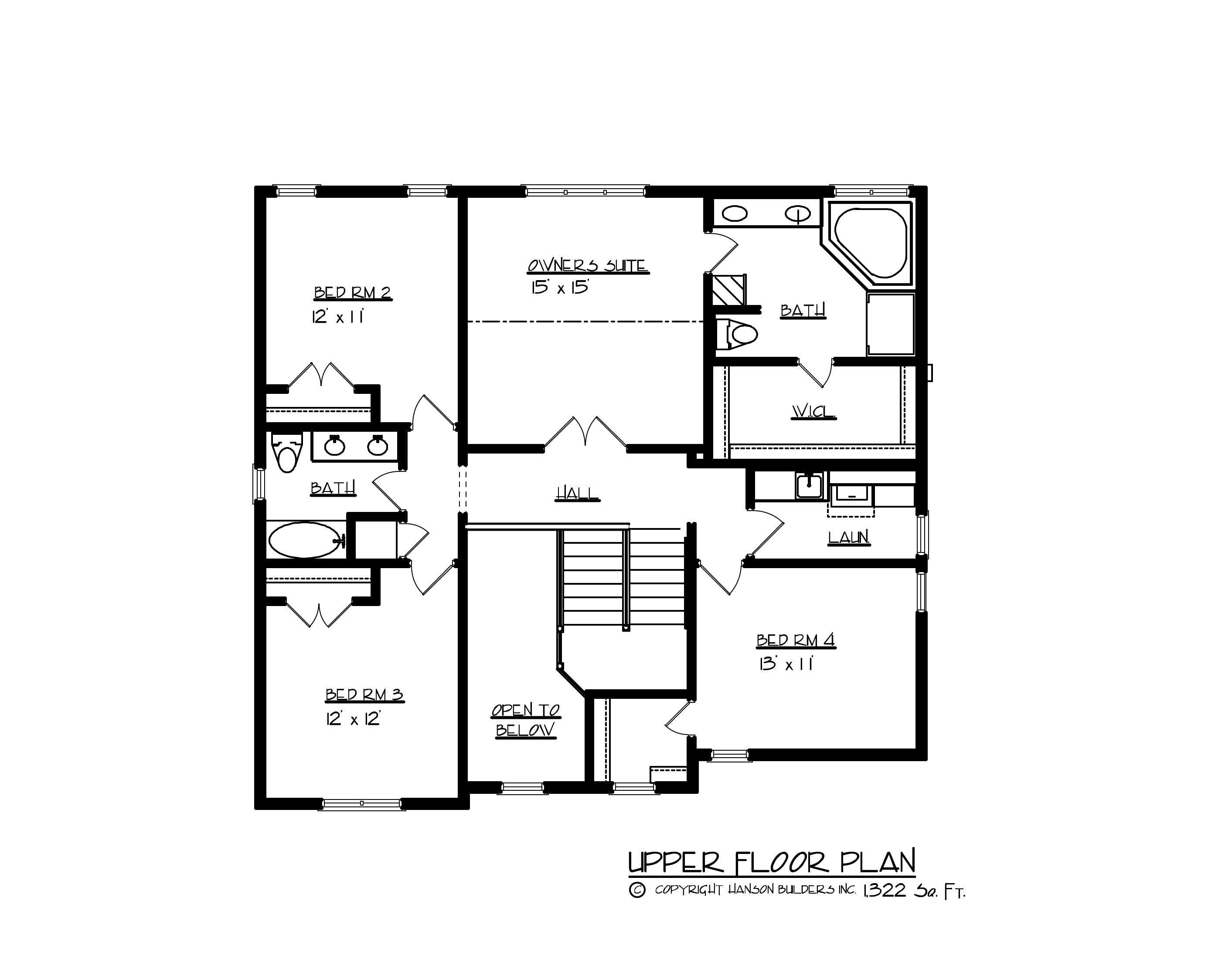 Floor Plan Second Story of Country Plan #146-2750