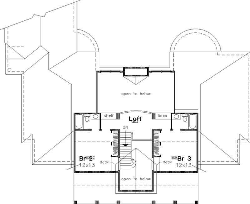 Floor Plan Second Story of Cape Cod Plan #146-2753