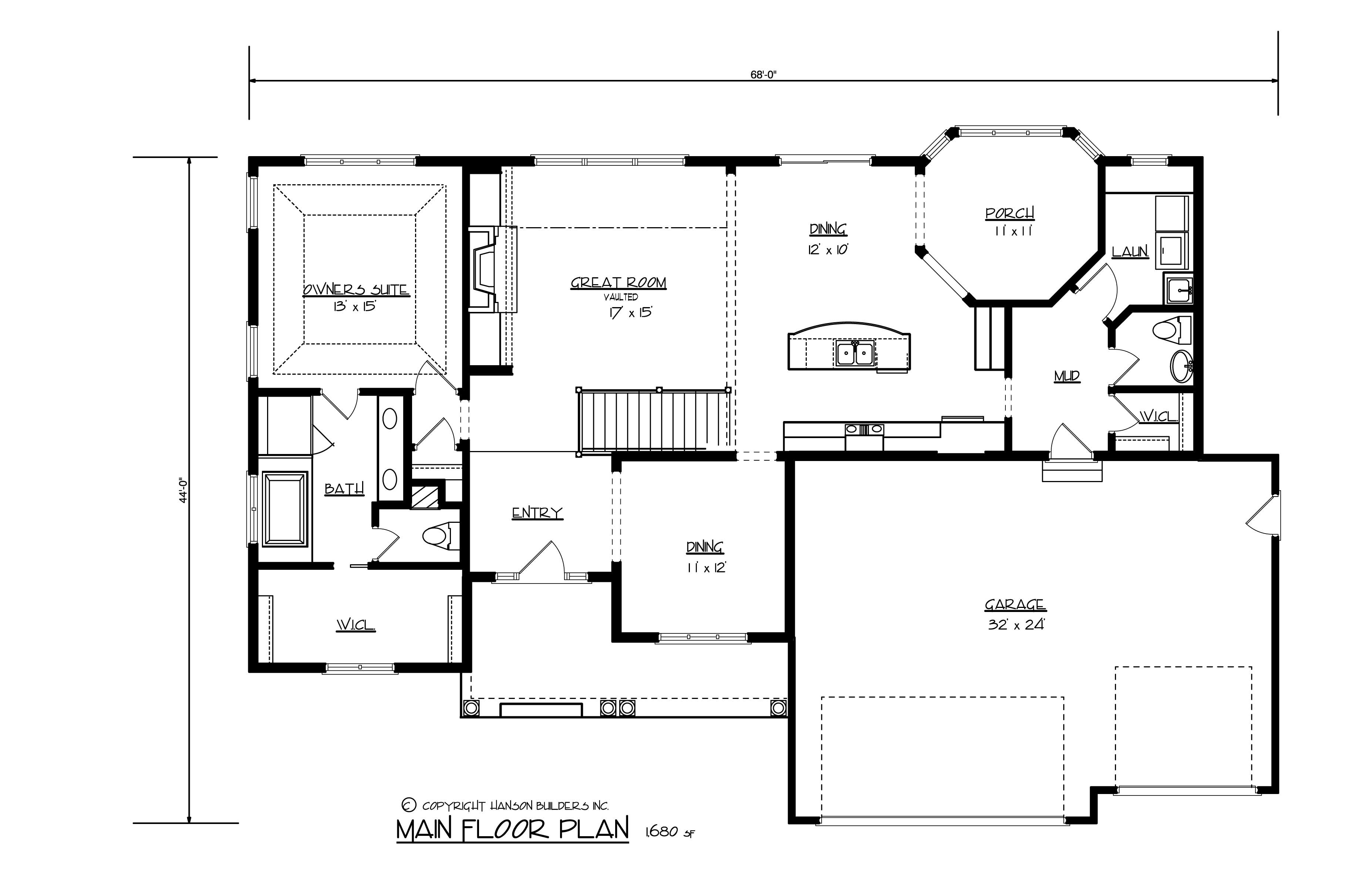 Floor Plan First Story of Country Plan #146-2778