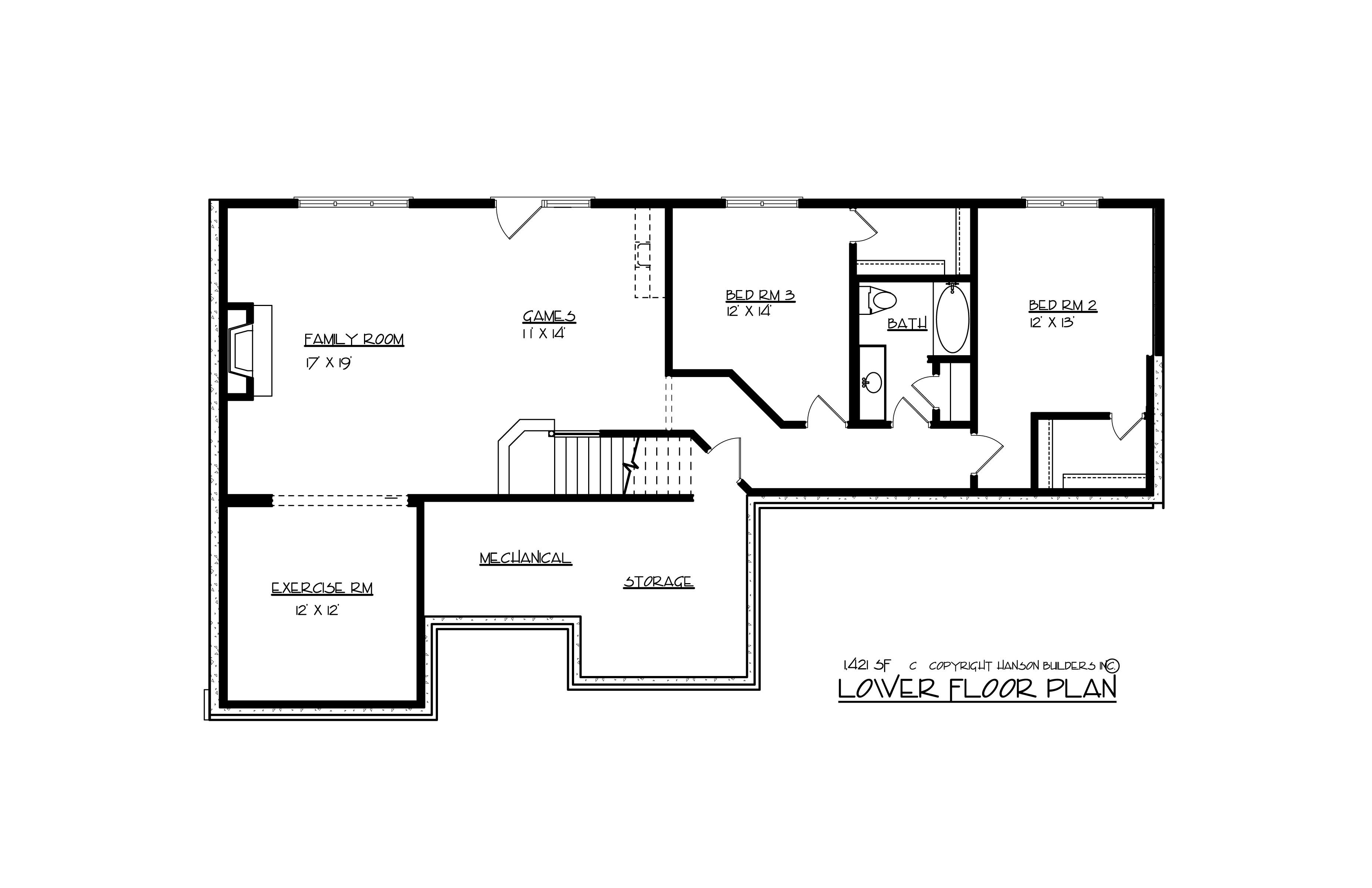 Floor Plan Basement of Country Plan #146-2778