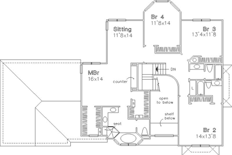 Floor Plan Second Story of Contemporary Plan #146-2780