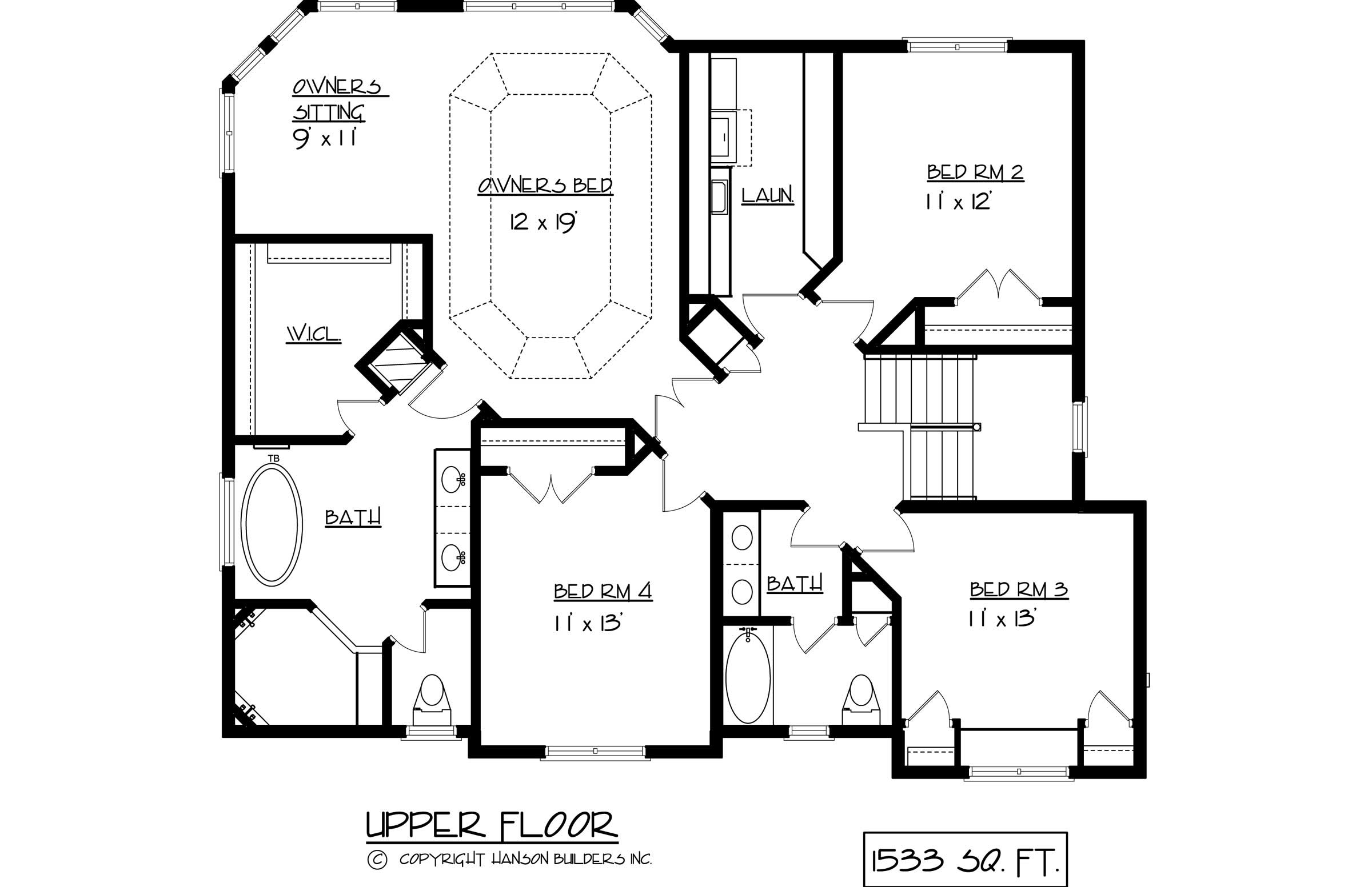 Floor Plan Second Story of Country Plan #146-2783