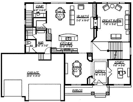Floor Plan First Story of Country Plan #146-2786