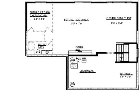 Floor Plan Basement of Country Plan #146-2786
