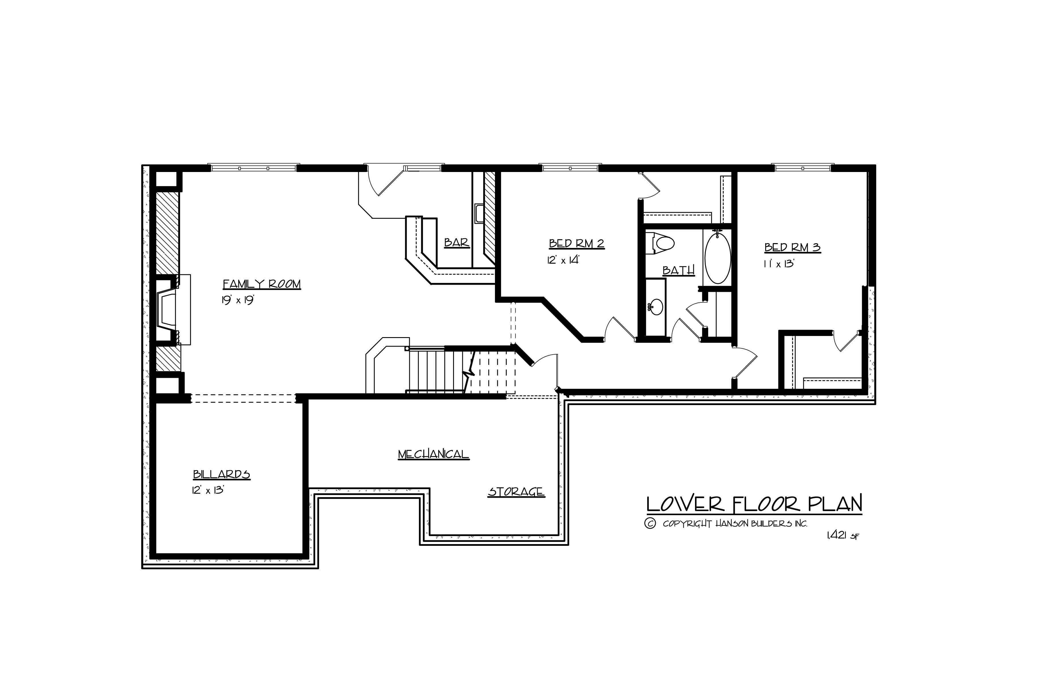 Floor Plan Basement of Country Plan #146-2795
