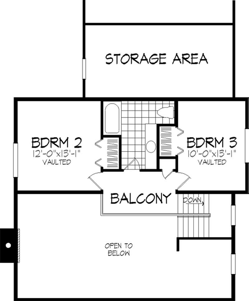 Floor Plan Second Story of Contemporary Plan #146-2799