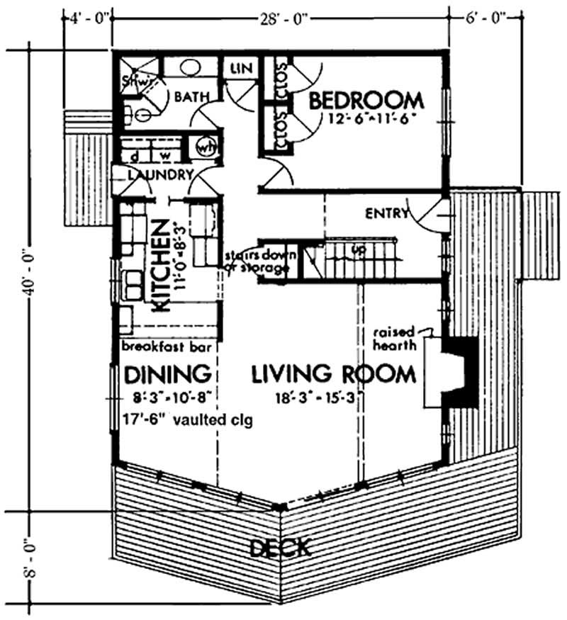 Floor Plan First Story of Vacation Homes Plan #146-2806