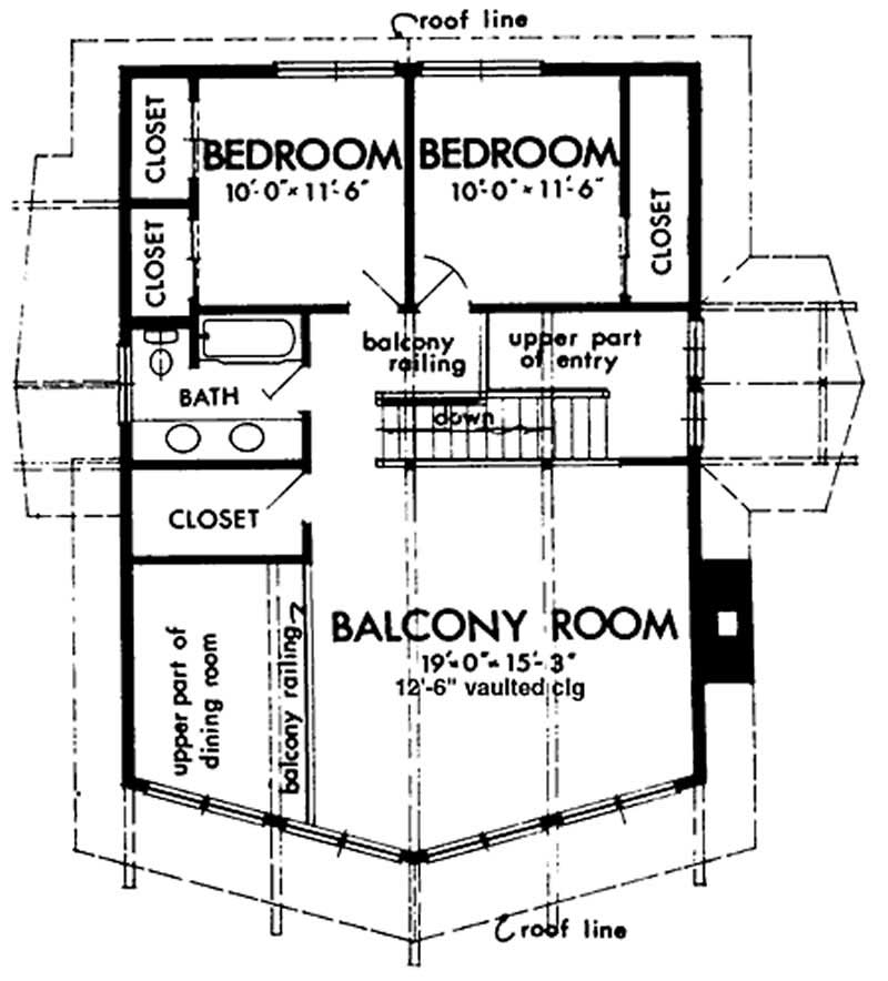 Floor Plan Second Story of Vacation Homes Plan #146-2806