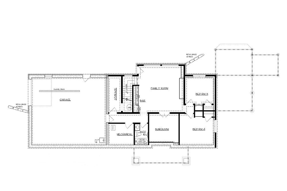 Floor Plan Basement of Transitional Plan #146-2810