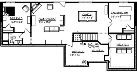 Floor Plan Basement of Country Plan #146-2812