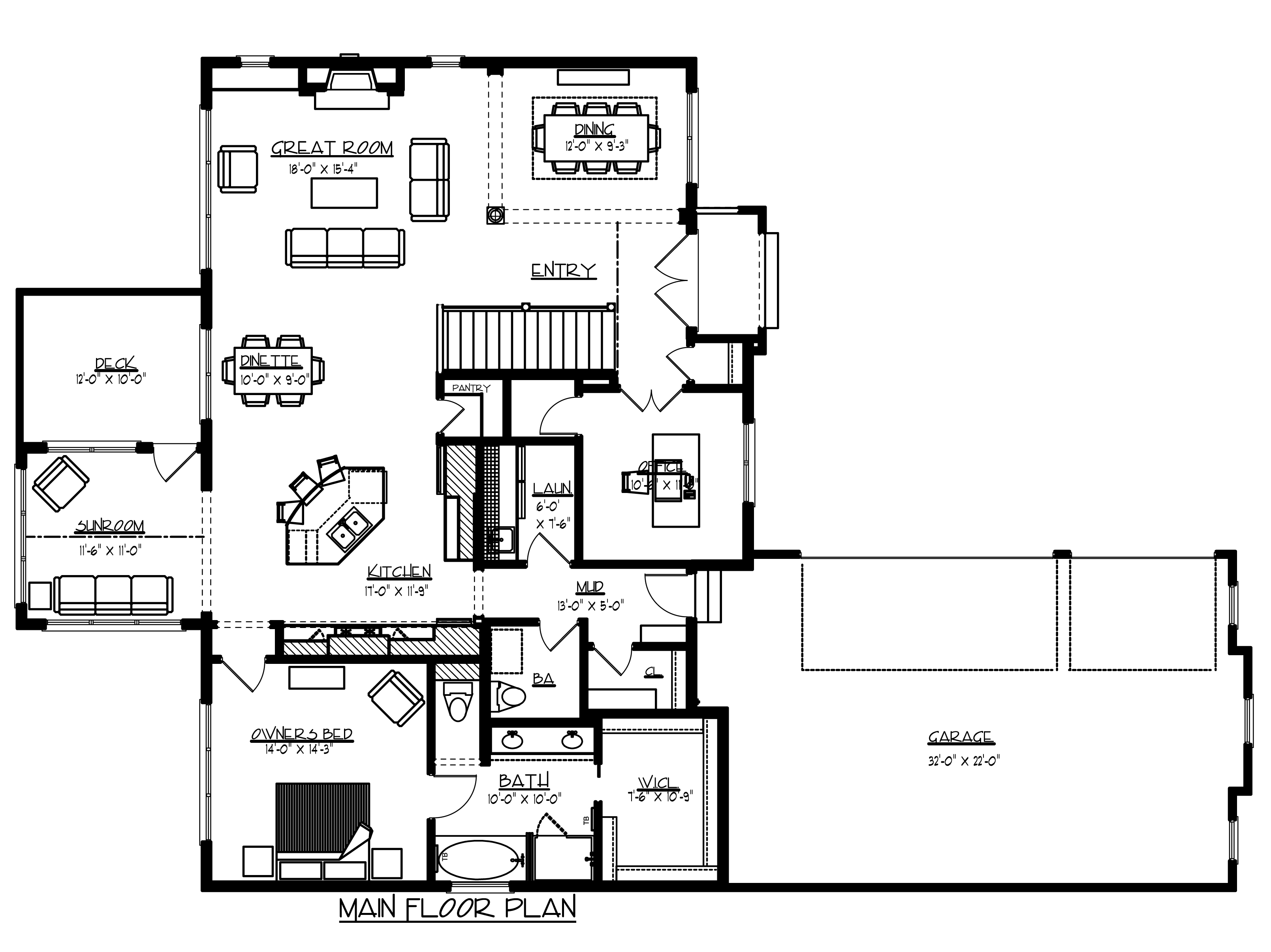 Floor Plan First Story of Country Plan #146-2814