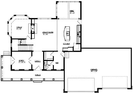 Floor Plan First Story of Country Plan #146-2817