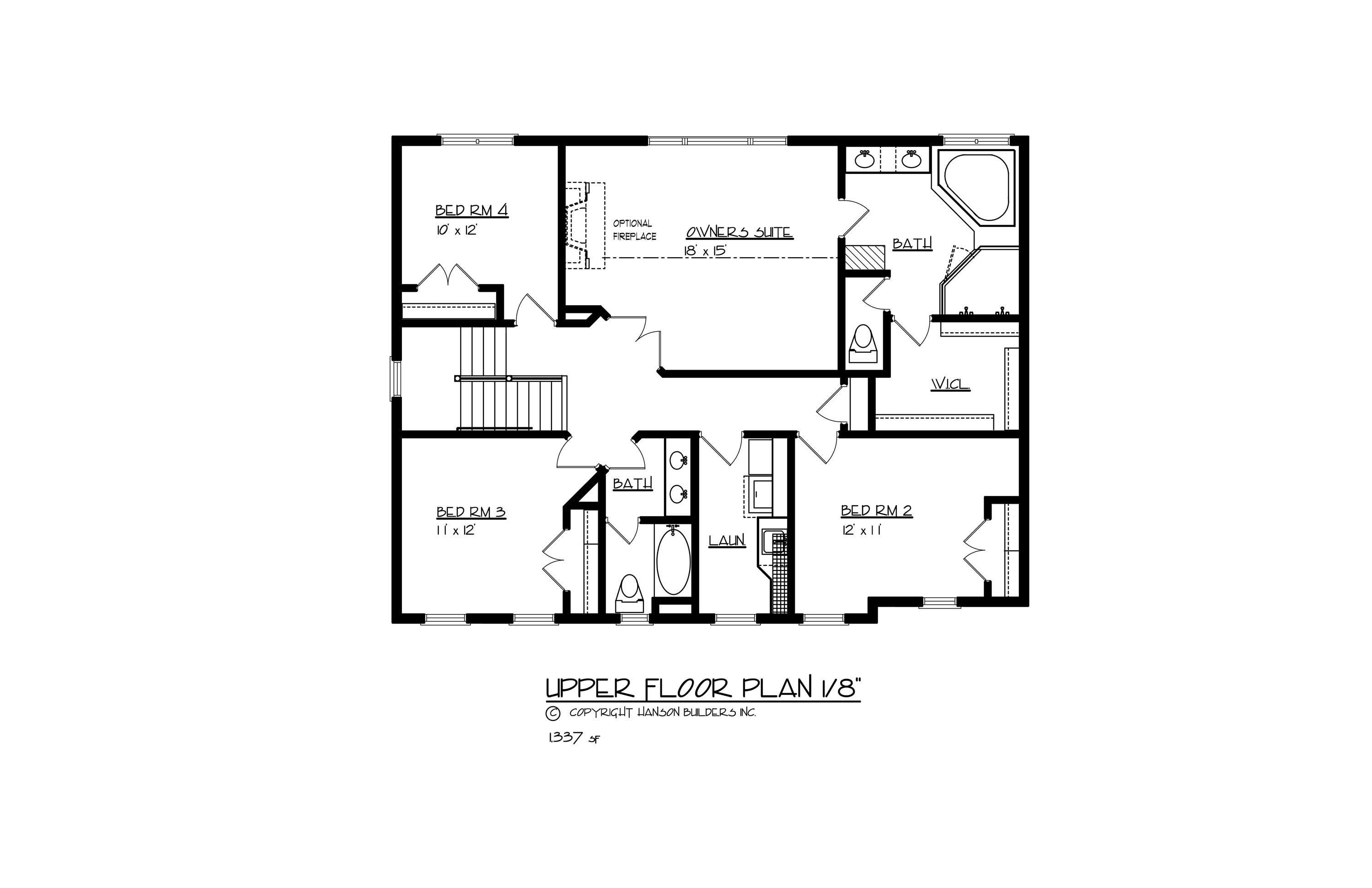 Floor Plan Second Story of Country Plan #146-2817