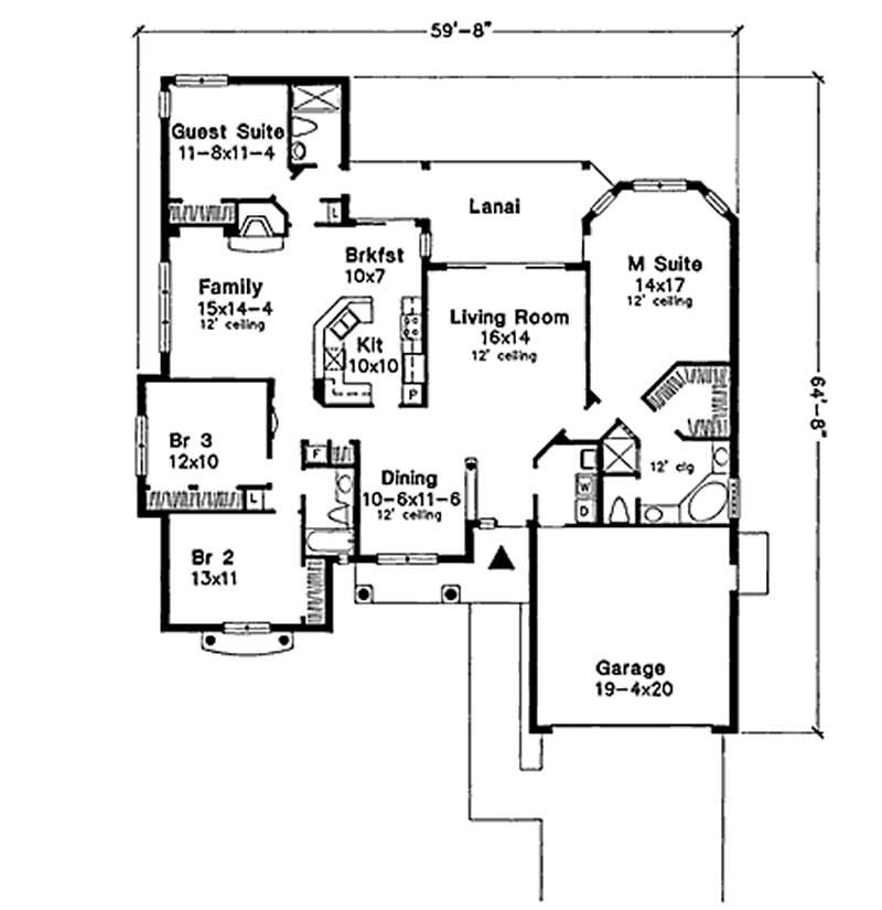 Floor Plan First Story of Concrete Block/ ICF Design Plan #146-2818