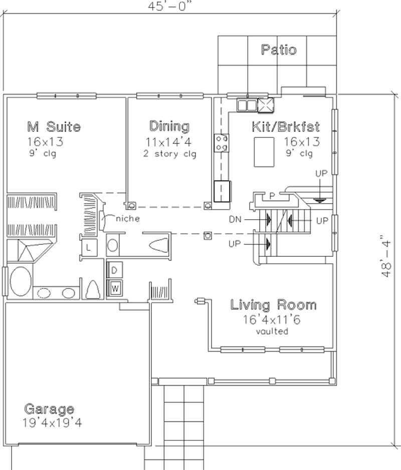 Floor Plan First Story of Cape Cod Plan #146-2820