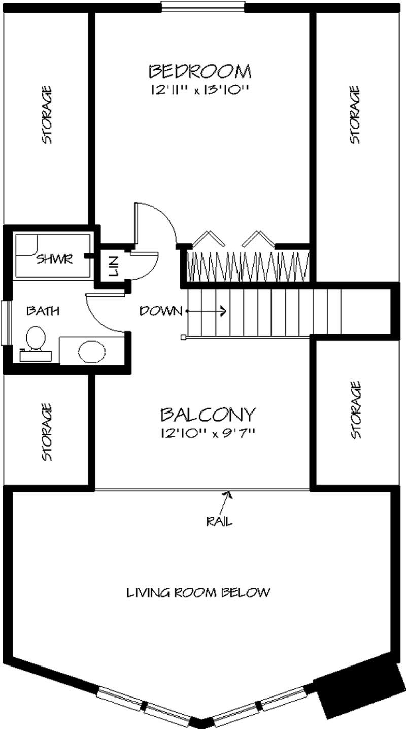 Floor Plan Second Story of A Frame Plan #146-2827