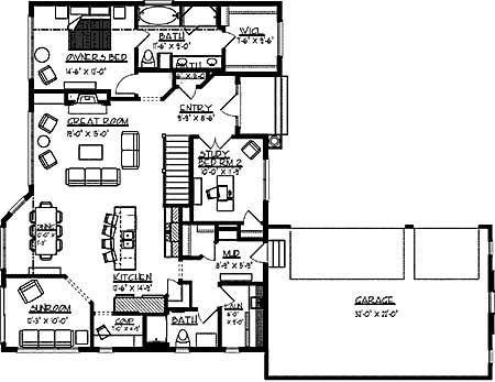 Floor Plan First Story of Country Plan #146-2834