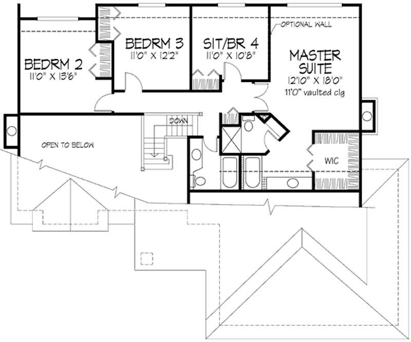 Floor Plan Second Story of French Plan #146-2839