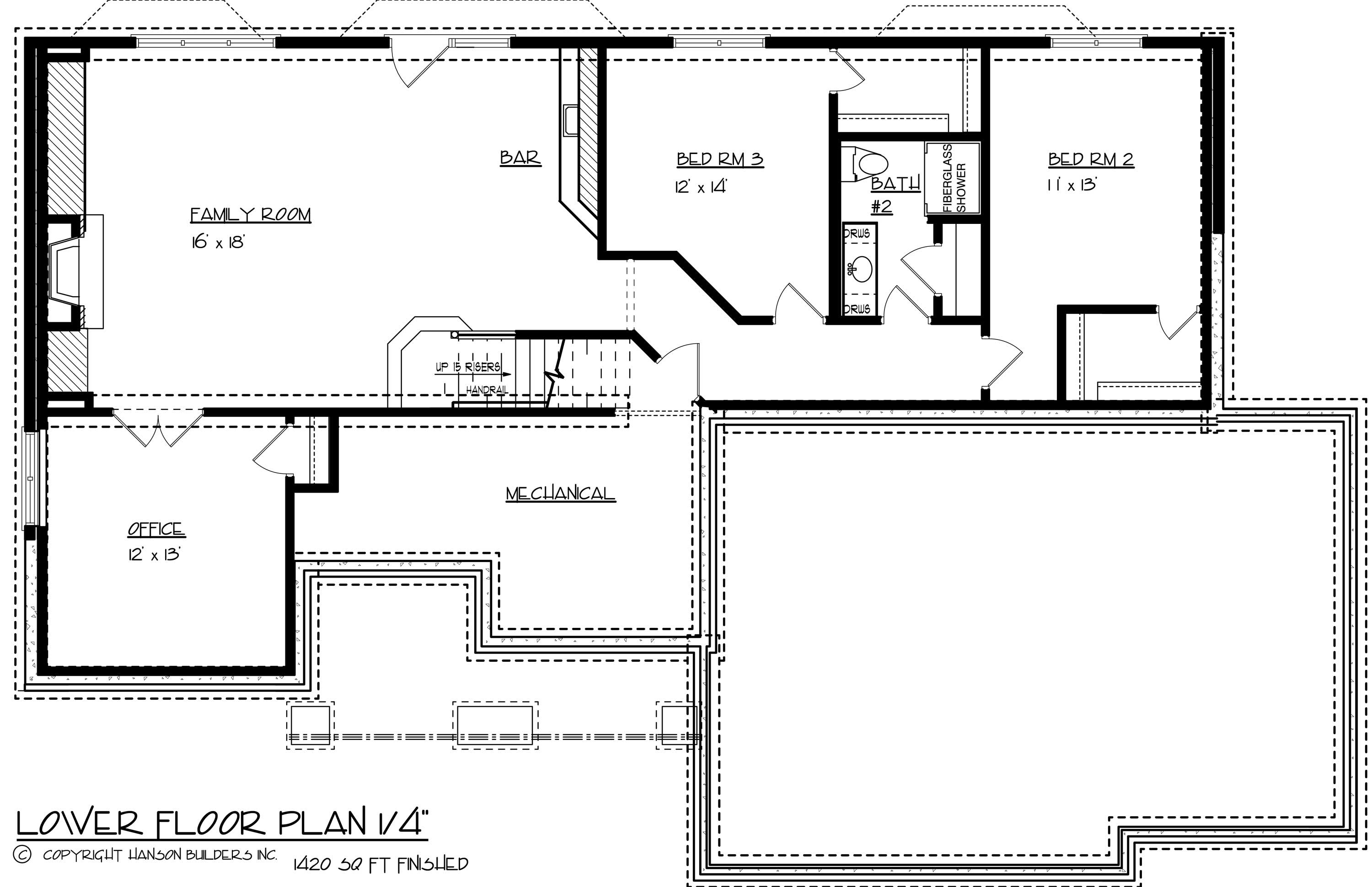 Floor Plan Basement of Country Plan #146-2840
