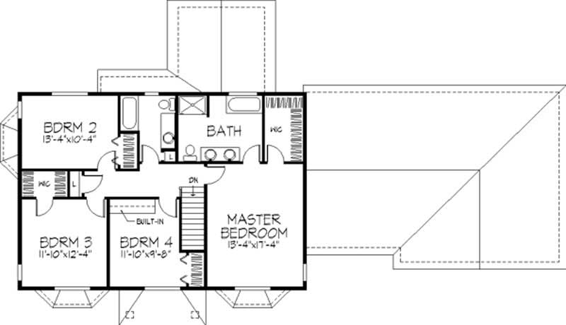 Floor Plan Second Story of Colonial Plan #146-2845