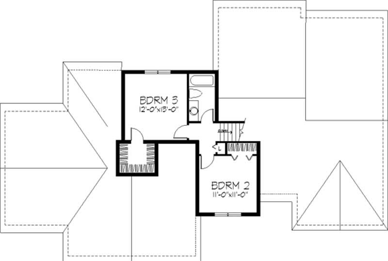 Floor Plan Second Story of Tudor Plan #146-2846