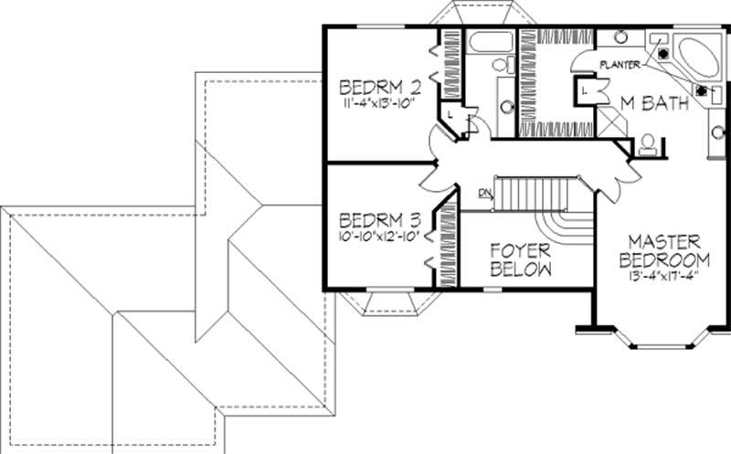 Floor Plan Second Story of Tudor Plan #146-2849