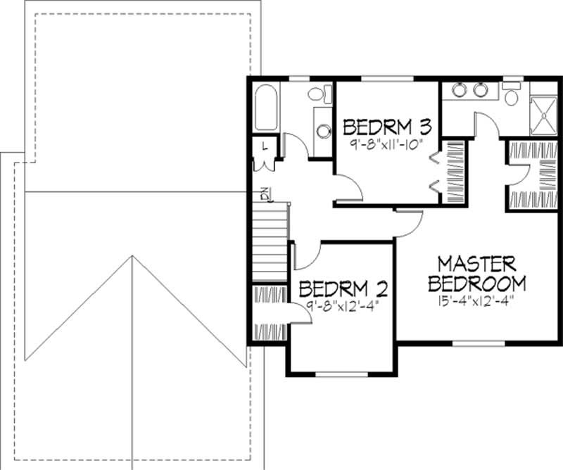 Floor Plan Second Story of Colonial Plan #146-2855