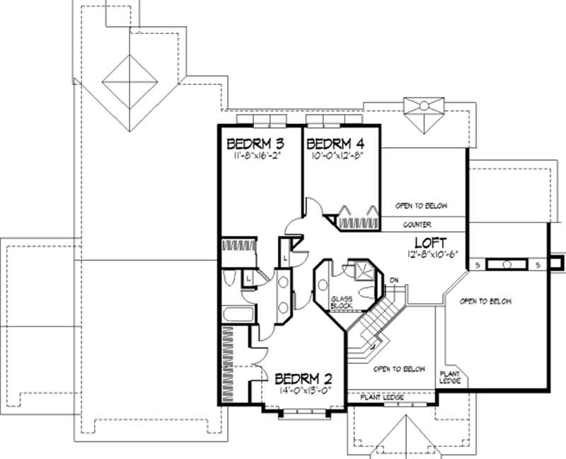 Floor Plan Second Story of Country Plan #146-2858