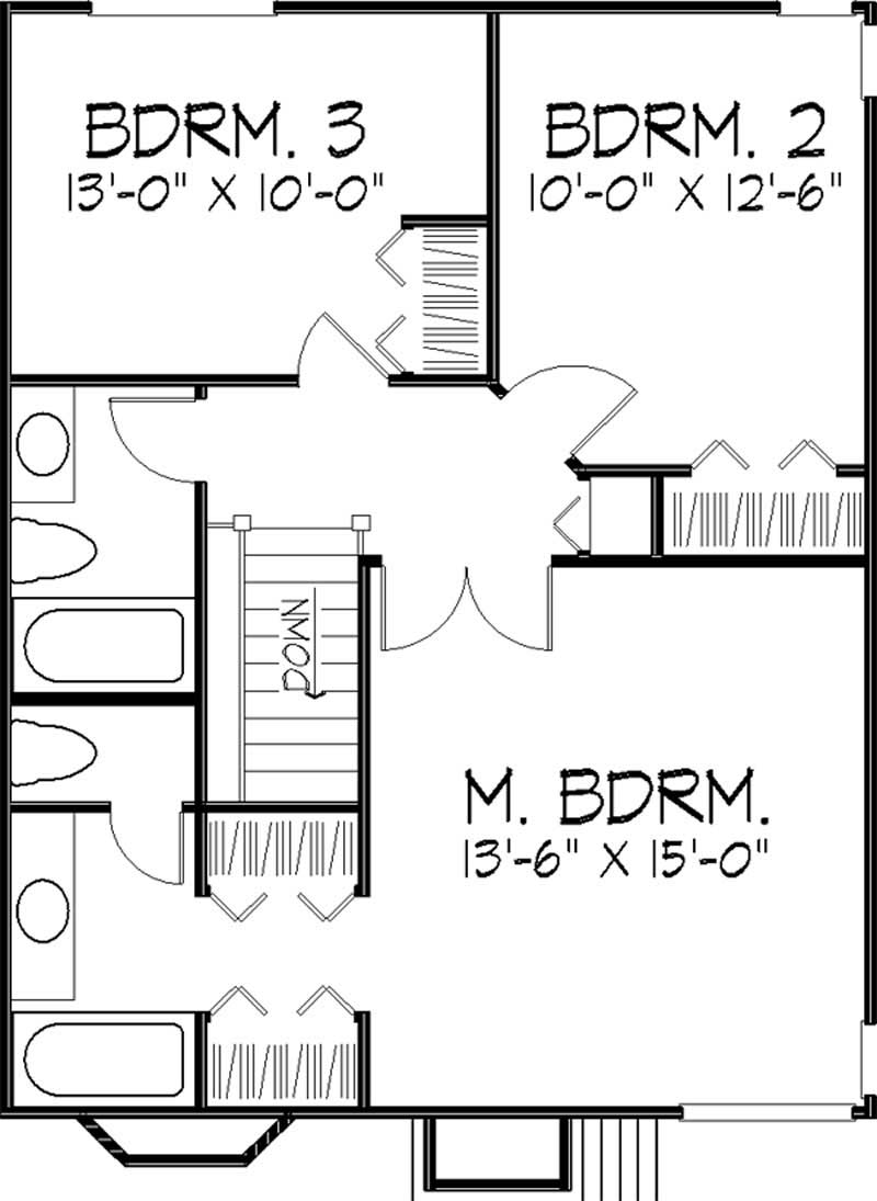 Floor Plan Second Story of Country Plan #146-2863