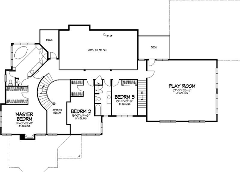 Floor Plan Second Story of Colonial Plan #146-2864