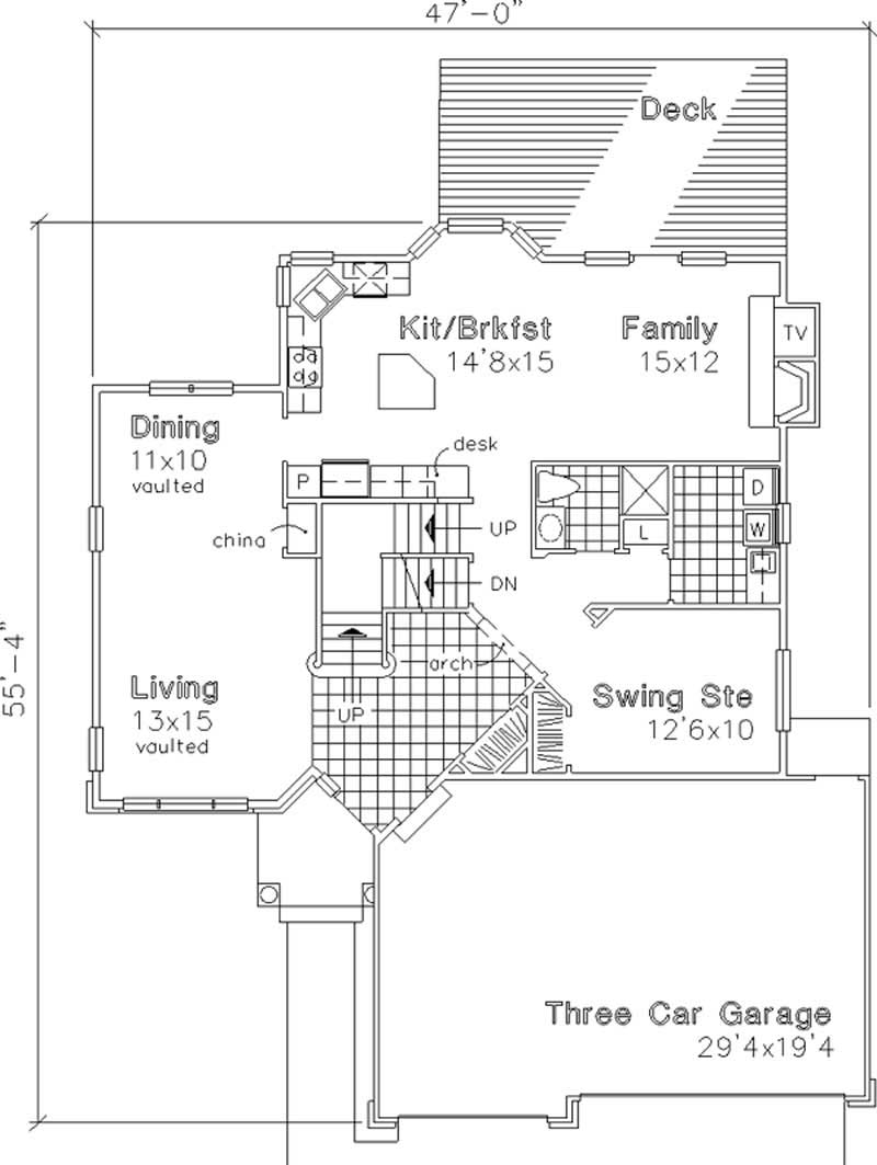 Floor Plan First Story of Country Plan #146-2865
