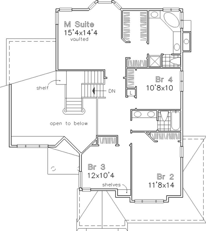 Floor Plan Second Story of Country Plan #146-2865