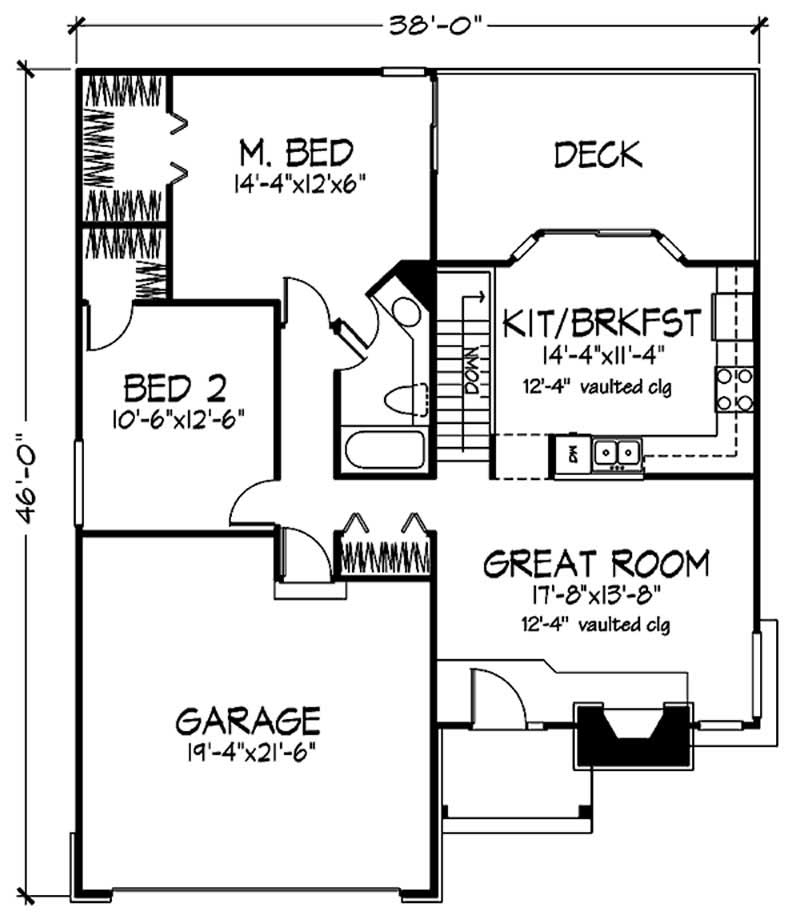 Floor Plan First Story of Ranch Plan #146-2869