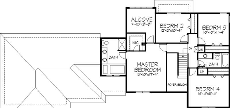Floor Plan Second Story of Tudor Plan #146-2880