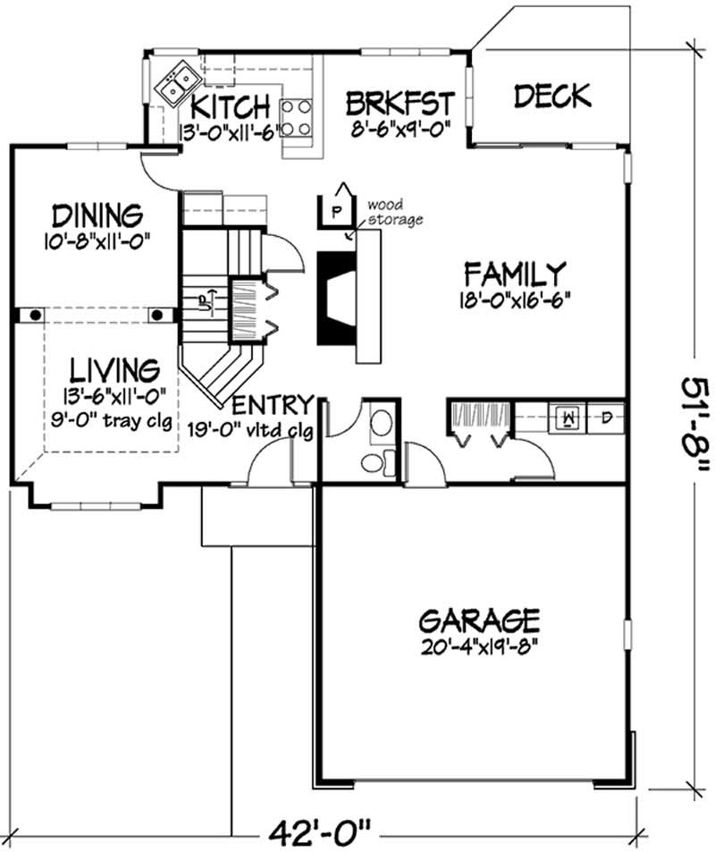 Floor Plan First Story of Country Plan #146-2884