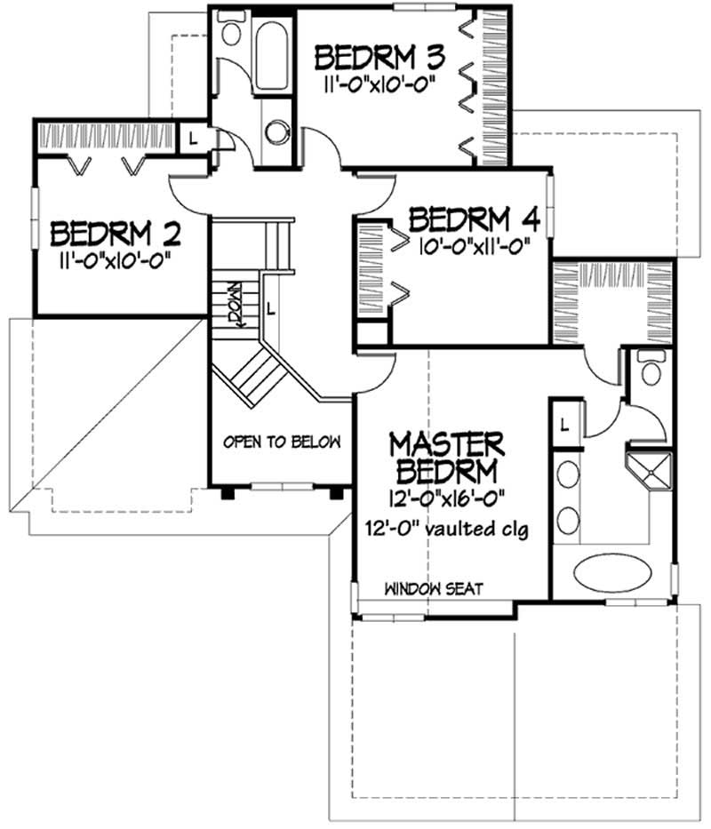 Floor Plan Second Story of Country Plan #146-2884