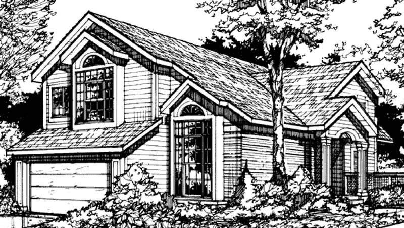 Front view of Country home (ThePlanCollection: House Plan #146-2885)