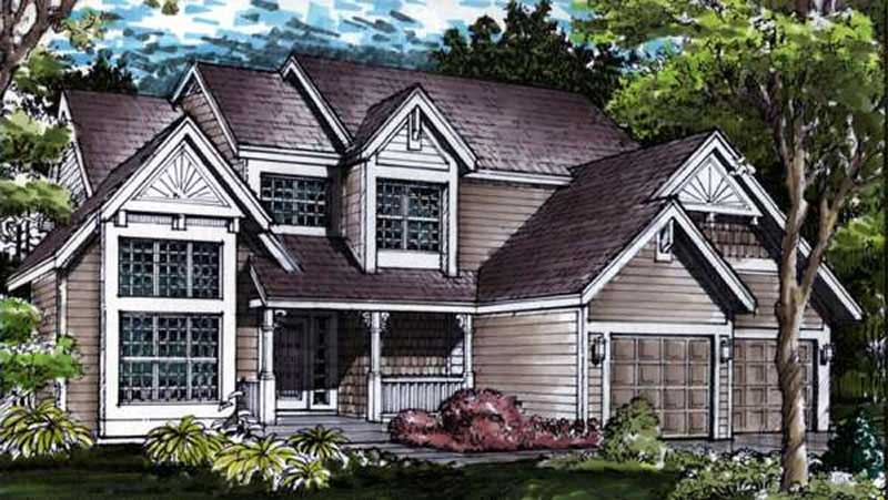 Front view of Country home (ThePlanCollection: House Plan #146-2890)